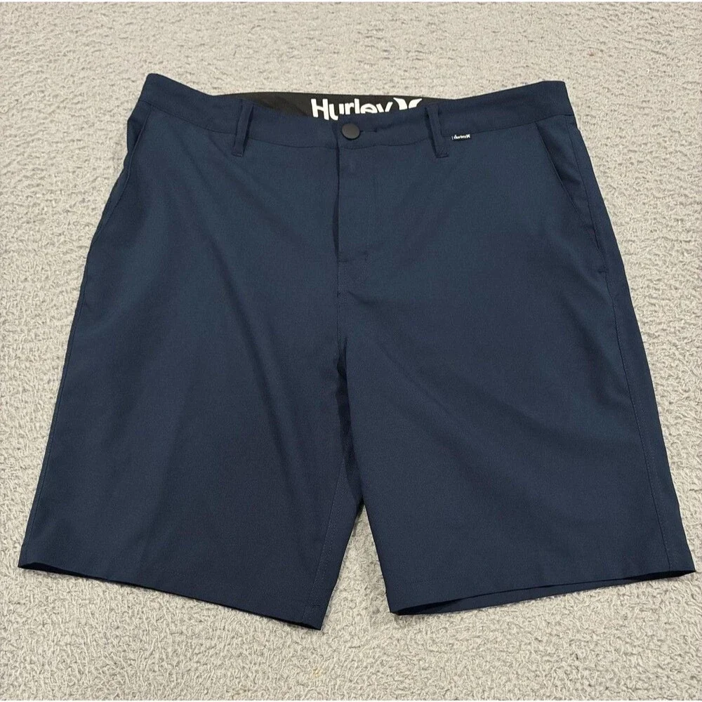 Hurley Shorts Mens 34 Blue Microfiber Chino Walkshort Golf Stretch 10 Inseam